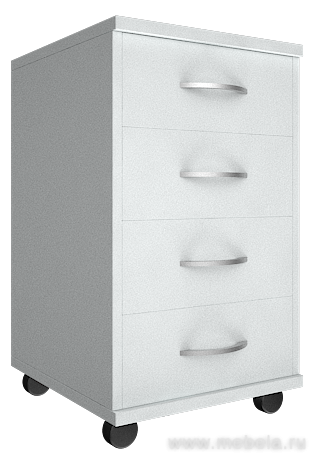 Подкатная офисная тумба с колёсиками и замком, 4 ящика