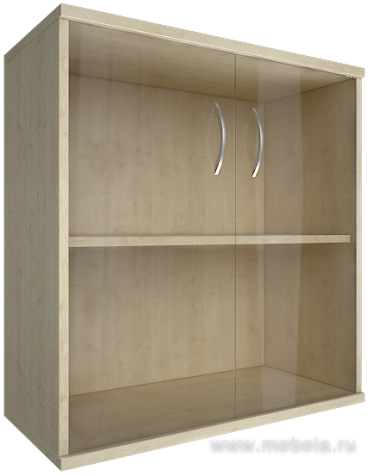 Офисный шкаф низкий широкий со стеклом