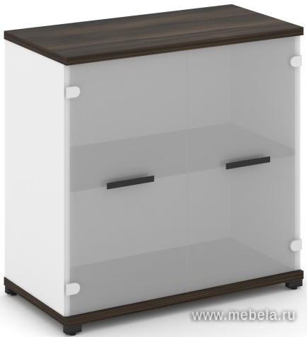 Офисный шкаф одна широкая секция, 2 ниши (2 фасада стекло белое матовое, 2 ниши)