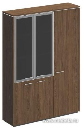 Офисный шкаф комбинированный (со стеклом + для одежды узкий)