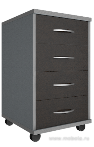 Подкатная офисная тумба с колёсиками и замком, 4 ящика