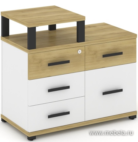 Тумба приставная широкая 4 ящика + 1 распашной фасад. С надставкой узкой.