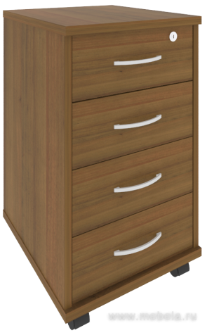 Подкатная офисная тумба с колёсиками и замком, 4 ящика