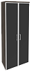 Офисный шкаф высокий широкий (2 высоких фасада чёрное стекло в раме)
