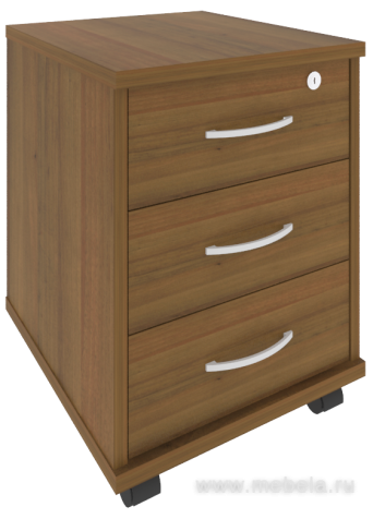 Мобильная офисная тумба с колёсиками и замком, 3 ящика