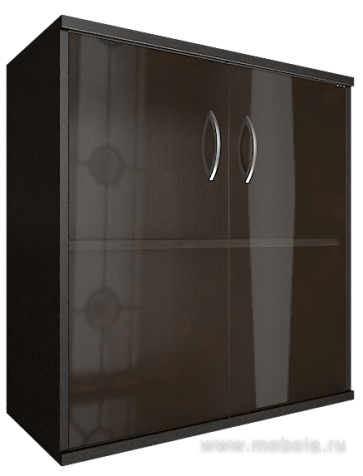 Офисный шкаф низкий широкий со стеклом