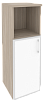 Офисный шкаф средний узкий лев./прав. (1 низкий фасад белое стекло в раме)