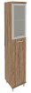 Офисный шкаф высокий узкий со стеклом в раме (левый)