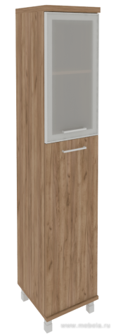 Офисный шкаф высокий узкий со стеклом в раме (левый)