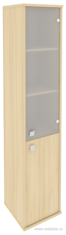 Офисный шкаф высокий узкий комбинированный со стеклом