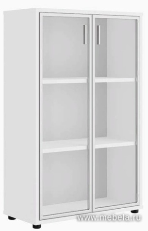 Офисный шкаф средний со стеклом с алюминиевой рамой