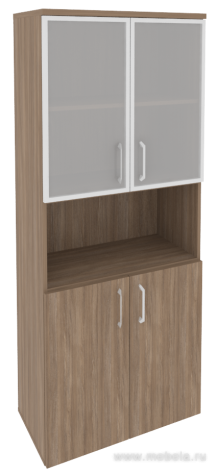 Офисный шкаф высокий широкий со стеклом в раме