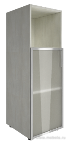 Офисный шкаф узкий средний со стеклом в раме + полка Л/ПР