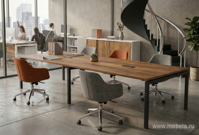 Стол переговорный на П-образном металлокаркасе