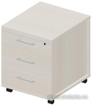 Тумба мобильная (3 ящика, стандартные колёсные опоры, ручки - алюминий)