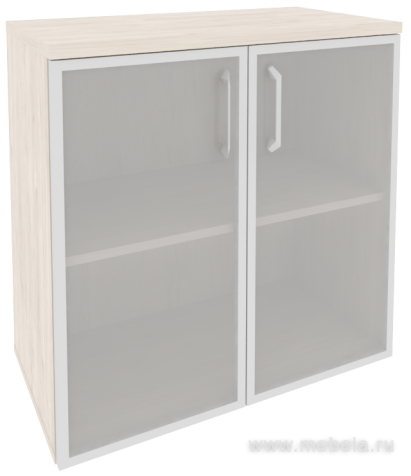 Офисный шкаф низкий широкий (2 низких фасада стекло в раме)