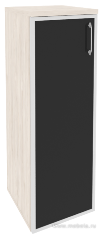 Офисный шкаф средний узкий лев./прав. (1 средний фасад чёрное стекло в раме)