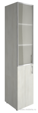 Офисный шкаф узкий комбинированный со стеклом в раме Л/ПР
