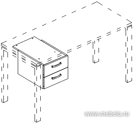 Тумба подвесная 2-ящичная (для стола 70)