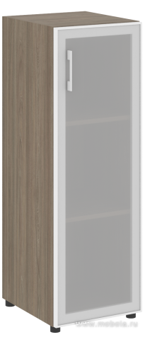 Офисный шкаф узкий закрытый со стеклом в раме Л/ПР