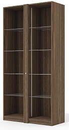 Офисный шкаф высокий комбинированный (полки стекло) с подсветкой