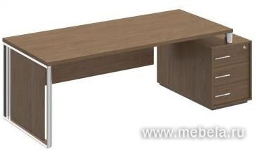 Стол руководителя на опорной тумбе правый/левый с декоративной вставкой