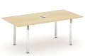 Стол переговорный на металлокаркасе на П-образных опорах (нерж.сталь) (с лючком)