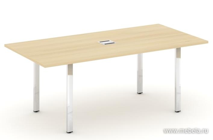 Стол переговорный на металлокаркасе на П-образных опорах (нерж.сталь) (с лючком)