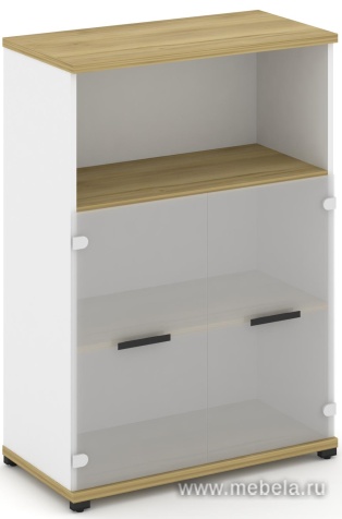 Офисный шкаф одна широкая секции, 3 ниши (2 фасада белое матовое, 2 ниши )