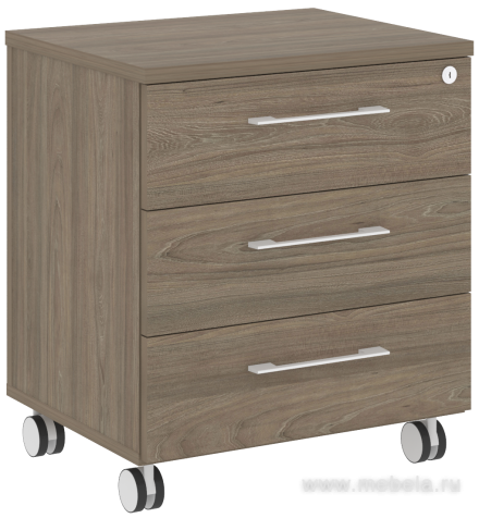 Мобильная офисная тумба с колёсиками, 3 ящика, (центральный замок)