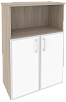 Офисный шкаф средний широкий (2 низких фасада белое стекло в раме)