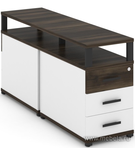 Тумба двухсторонняя приставная 3 ящика. С надставкой.