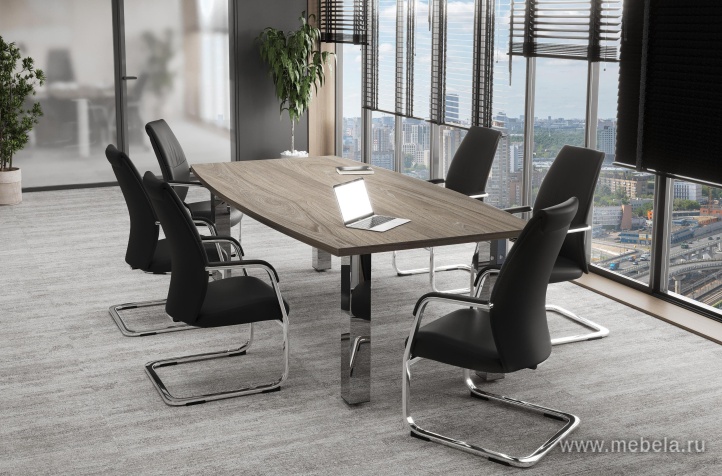 Стол для переговоров на металлических опорах нерж.сталь