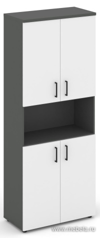 Офисный шкаф высокий широкий (4 низких фасада, задняя стенка ЛДСП