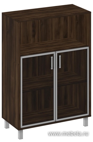 Офисный шкаф средний, широкий, стекло в алюминиевой раме