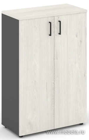 Офисный шкаф средний широкий (2 низких фасада, задняя стенка ЛДСП