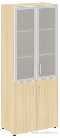 Офисный шкаф комбинированный со стеклом матовое в раме