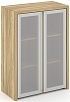 Офисный шкаф средний широкий (2 средних фасада стекло сатин в раме)