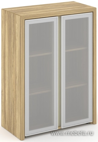 Офисный шкаф средний широкий (2 средних фасада стекло сатин в раме)
