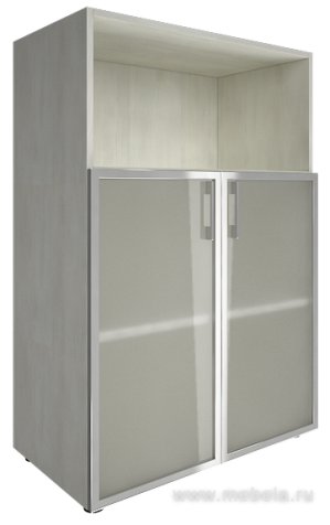 Офисный шкаф средний полузакрытый двери стекло в раме