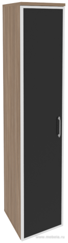 Офисный шкаф высокий узкий с чёрным стеклом в раме (лев/прав) 