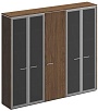 Офисный шкаф комбинированный (с высоким стеклом + для одежды узкий + с высоким стеклом)