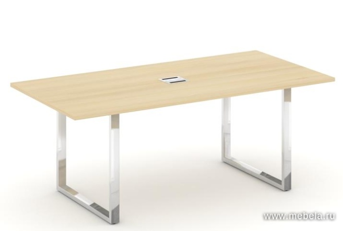 Стол переговорный на металлокаркасе на О-образных опорах (нерж.сталь) (с лючком)