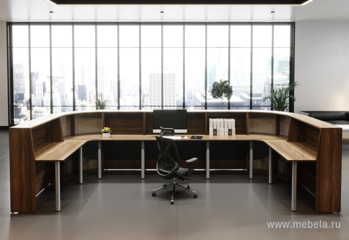 Стойка ресепшн, угловая с опорами