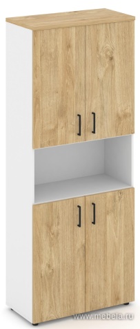 Офисный шкаф высокий широкий (4 низких фасада, задняя стенка ЛДСП