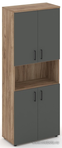 Офисный шкаф высокий широкий (4 низких фасада, задняя стенка ЛДСП