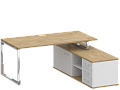 Стол руководителя на металлокаркасе с опорной греденцией (правый)