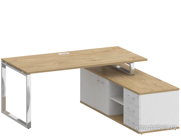 Стол руководителя на металлокаркасе с опорной греденцией (правый)