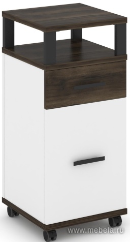 Тумба мобильная 1 ящик + 1 распашной фасад. С надставкой.