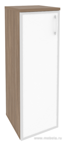 Офисный шкаф средний узкий белое стекло в раме левый / правый